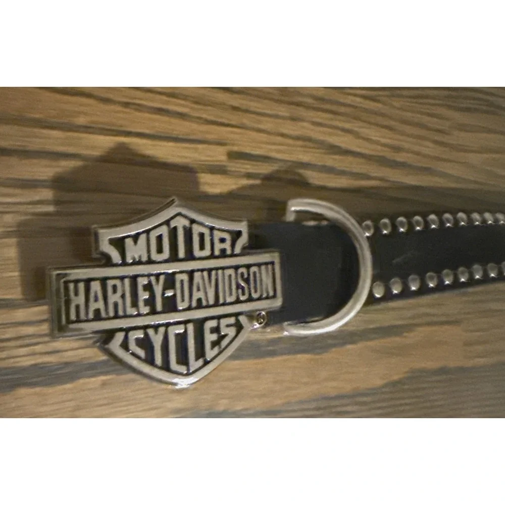 Vintage Harley-Davidson Men's Black Silver Studded Leather Belt Size 42 *read